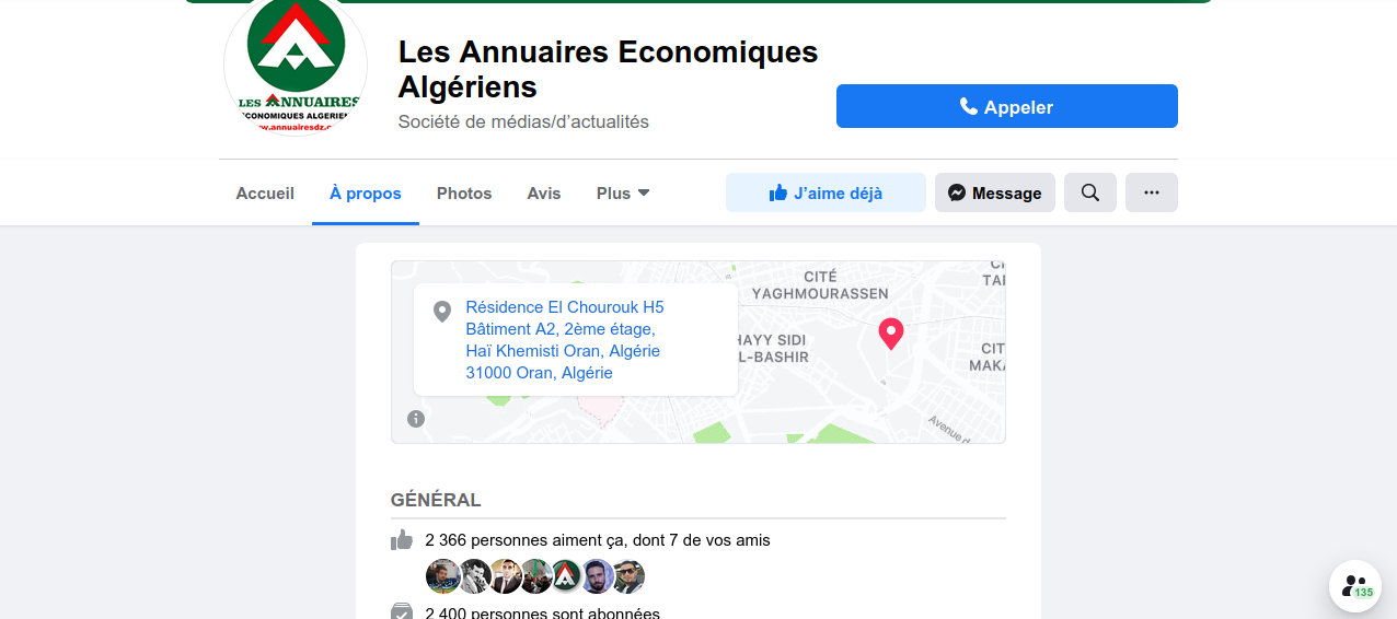 Page facebook des annuaires